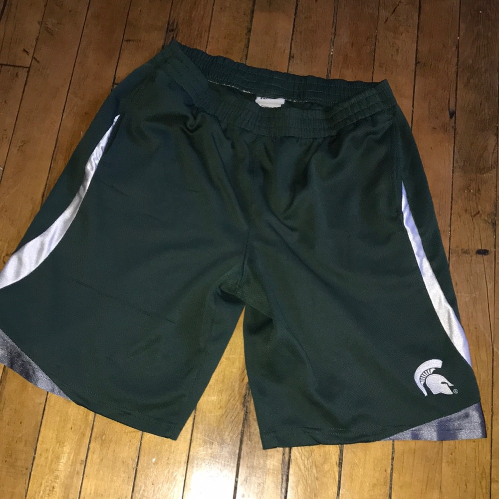 Men's Dark Green Athletic Shorts with‎ White Accent